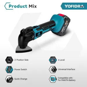 OneVan / Yofidra Yofidra 4° bez uhlíková multi píla, vibračná píla, Bezuhlíkový oscilačný multifunkčný stroj, vhodný pre batériu MAKITA 18V