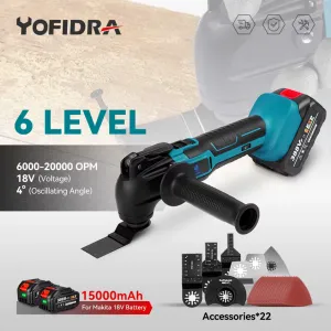 OneVan / Yofidra Yofidra 4° bez uhlíková multi píla, vibračná píla, Bezuhlíkový oscilačný multifunkčný stroj, vhodný pre batériu MAKITA 18V