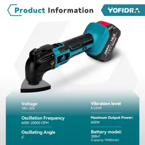 OneVan / Yofidra Yofidra 4° bez uhlíková multi píla, vibračná píla, Bezuhlíkový oscilačný multifunkčný stroj, vhodný pre batériu MAKITA 18V