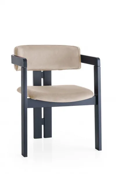 Kalune Design Jedálenská stolička CO Zamat z masívu béžová/čierna