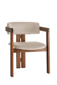 Kalune Design Jedálenská stolička CO Zamat z masívu béžová/orech