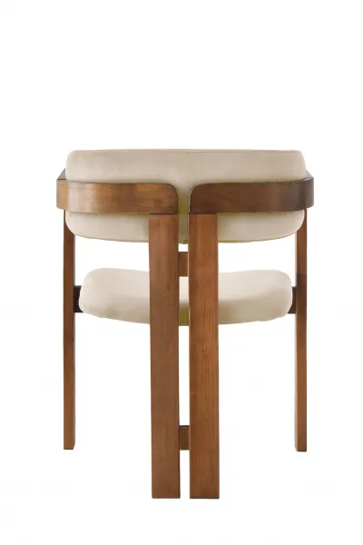 Kalune Design Jedálenská stolička CO Zamat z masívu béžová/orech