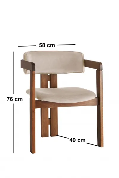 Kalune Design Jedálenská stolička CO Zamat z masívu béžová/orech