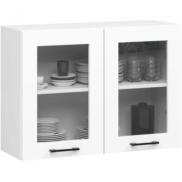 Ak furniture Kuchyňská linka Olivie 2,4 m prosklená dub sonoma/bílá