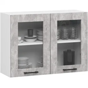 Ak furniture Kuchyňská linka Olivie 2,4 m prosklená beton