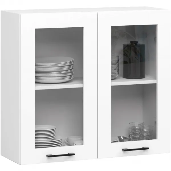 Ak furniture Kuchyňská linka Olivie H720 1,8 m prosklená bílá/dub sonoma