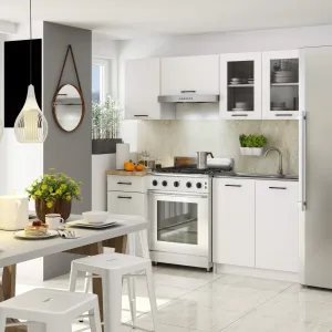 Ak furniture Kuchyňská linka Olivie 1,8 m prosklená bílá/dub sonoma