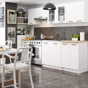 Ak furniture Kuchyňská linka Olivie 2,4 m prosklená dub sonoma/bílá