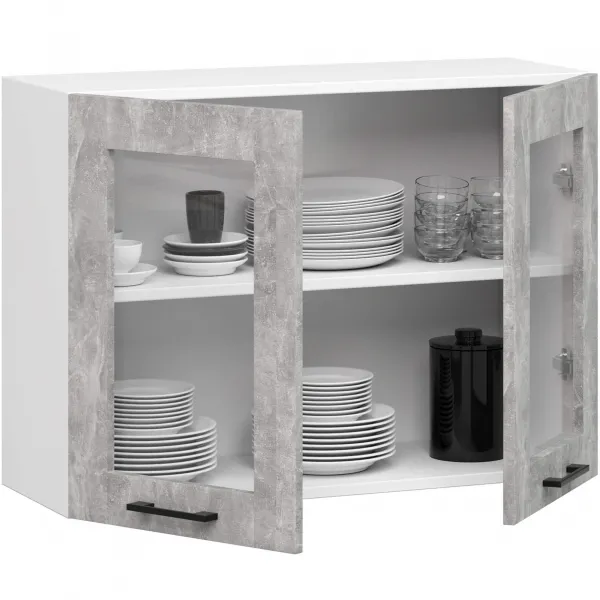 Ak furniture Závesná kuchynská skrinka OLIVIE W 80x58 cm matná biela/betón
