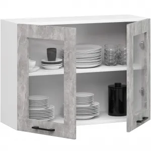 Ak furniture Závesná kuchynská skrinka OLIVIE W 80x58 cm matná biela/betón