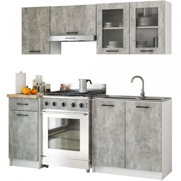 Ak furniture Závesná kuchynská skrinka OLIVIE W 80x58 cm matná biela/betón