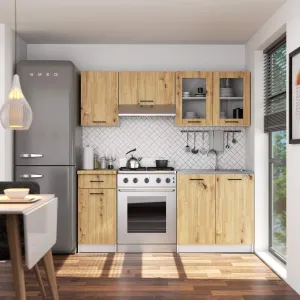 Ak furniture Závesná kuchynská skrinka OLIVIE W 80x58 cm matná biela/dub remeselný