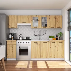 Ak furniture Závesná kuchynská skrinka OLIVIE W 80x58 cm matná biela/dub remeselný