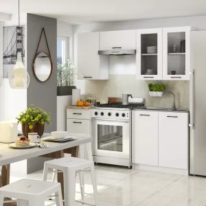 Ak furniture Kuchyňská linka Olivie H720 1,8 m prosklená bílá/dub sonoma