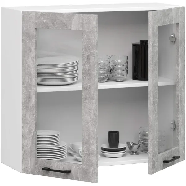Ak furniture Závěsná kuchyňská skříňka OLIVIE W 80x72 cm matná bílá/beton