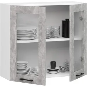 Ak furniture Závěsná kuchyňská skříňka OLIVIE W 80x72 cm matná bílá/beton