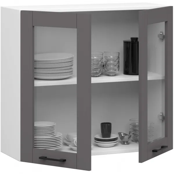Ak furniture Závesná kuchynská skrinka OLIVIE W 80x72 cm matná biela/matná grafitovo šedá