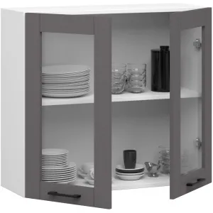 Ak furniture Závesná kuchynská skrinka OLIVIE W 80x72 cm matná biela/matná grafitovo šedá