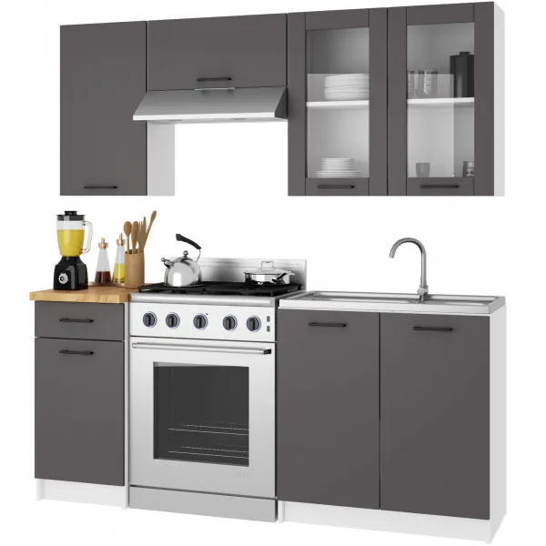 Ak furniture Závesná kuchynská skrinka OLIVIE W 80x72 cm matná biela/matná grafitovo šedá
