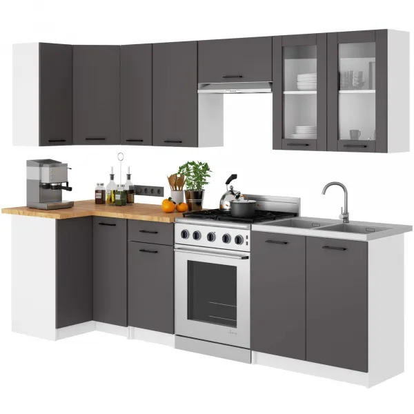 Ak furniture Závesná kuchynská skrinka OLIVIE W 80x72 cm matná biela/matná grafitovo šedá