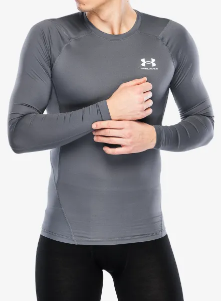 Mikina Under Armour HeatGear Long Sleeve - castlerock/white