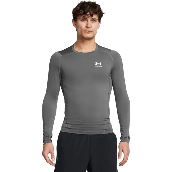 Under Armour HG ARMOUR COMP LS Pánske tričko, sivá, veľkosť