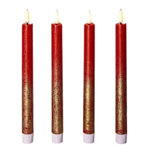 LED vysoká svieca Red Shine, sada 4 ks