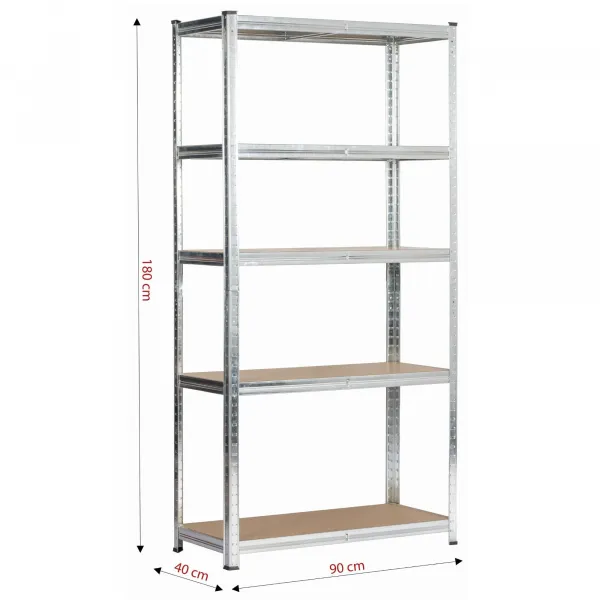 Ak furniture Kovový regál REGMET 90x40x180 cm stříbrný