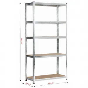Ak furniture Kovový regál REGMET 90x40x180 cm stříbrný