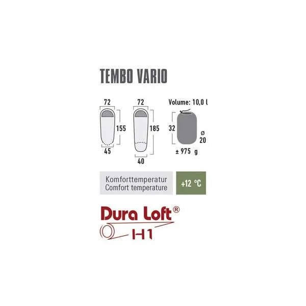 High Peak TEMBO VARIO Spací vak, červená, veľkosť 185 cm - ľavy zips