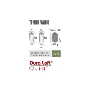 High Peak TEMBO VARIO Spací vak, červená, veľkosť 185 cm - ľavy zips