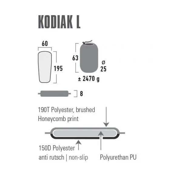 High Peak KODIAK L Samonafukovacia karimatka, čierna, veľkosť