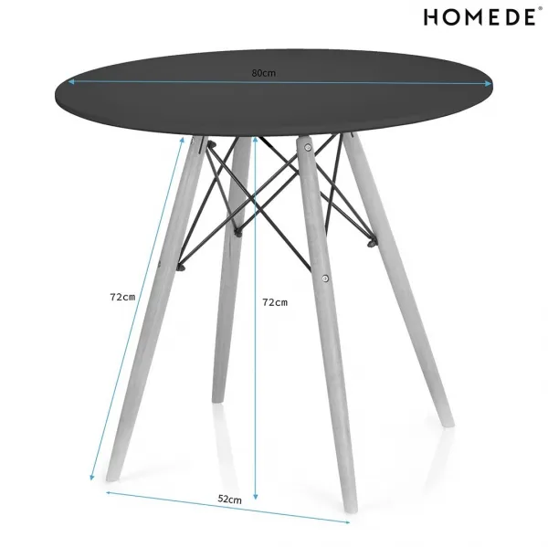 HOMEDE Jedálenský stôl Tebe I čierny, veľkosť o80x80