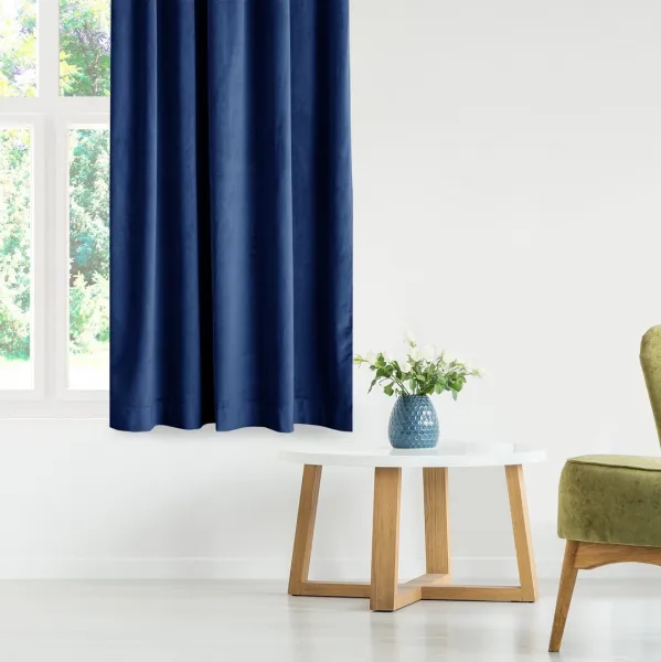 Záves AmeliaHome Velvet s priechodkami 140x270 cm modrý, veľkosť 140x270