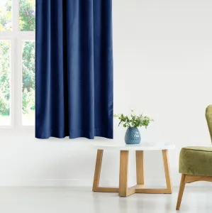 Záves AmeliaHome Velvet s priechodkami 140x270 cm modrý, veľkosť 140x270