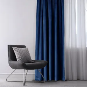Záves AmeliaHome Velvet s priechodkami 140x270 cm modrý, veľkosť 140x270