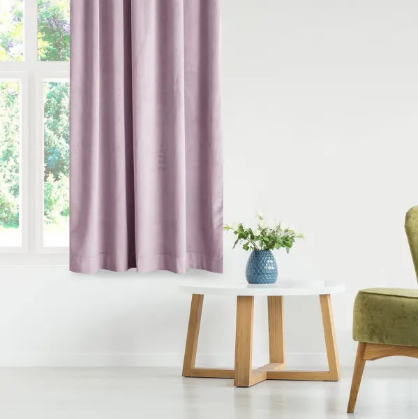 Záves AmeliaHome Velvet s priechodkami 140x270 cm ružový, veľkosť 140x270