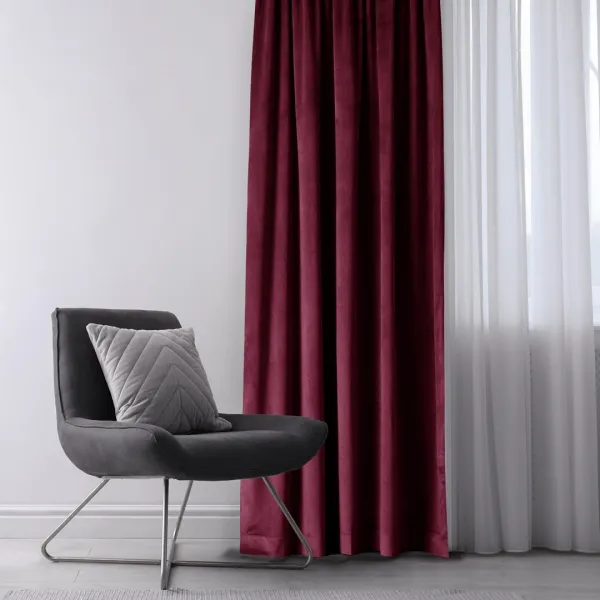 Záves AmeliaHome Velvet s priechodkami 140x270 cm vínový, veľkosť 140x270