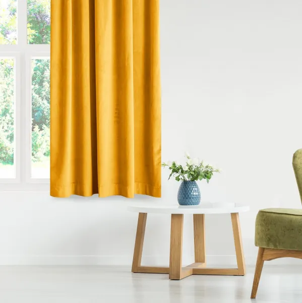 Záves AmeliaHome Velvet s priechodkami horčicový, veľkosť 140x270