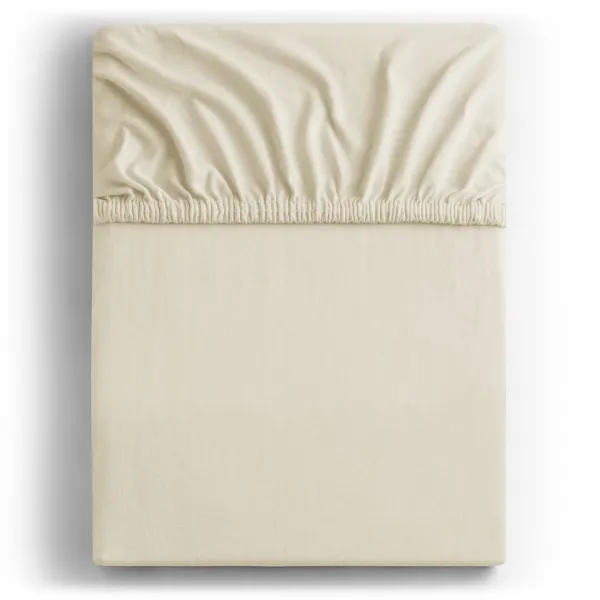 Bavlnené jersey prestieradlo s gumou DecoKing Amber béžové, veľkosť 80-90x200+30