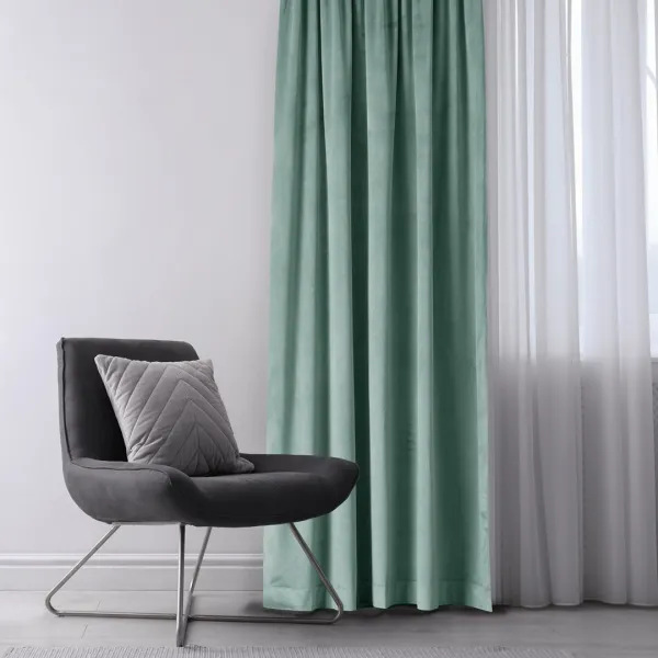Záves AmeliaHome Velvet s priechodkami mätový, veľkosť 140x270
