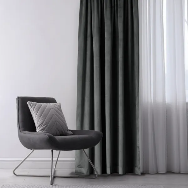 Záves AmeliaHome Velvet s priechodkami grafitový, veľkosť 140x270