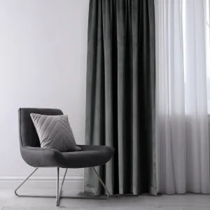 Záves AmeliaHome Velvet s priechodkami grafitový, veľkosť 140x270