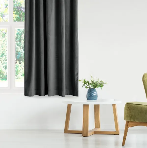 Záves AmeliaHome Velvet s priechodkami grafitový, veľkosť 140x270