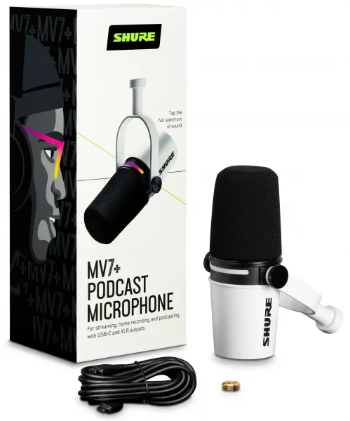Shure MV7+ -W USB mikrofón