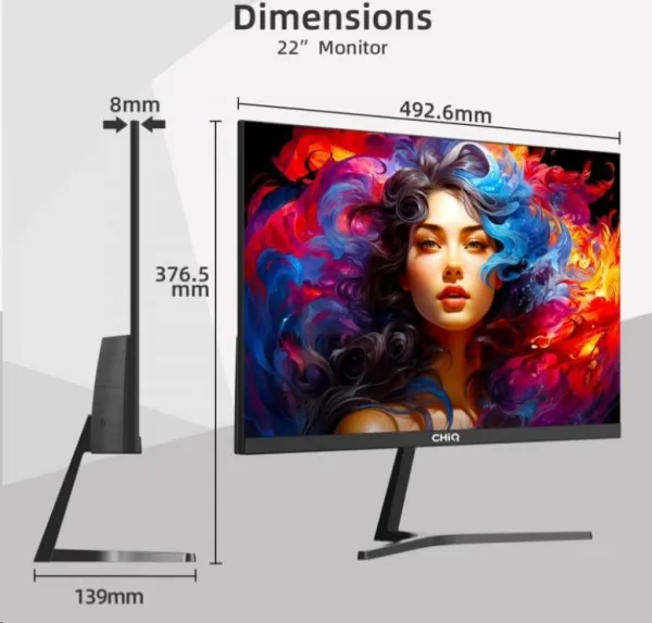 CHiQ 22" UltraSlim monitor 22F650 FHD, 100 Hz, Frameless, černý