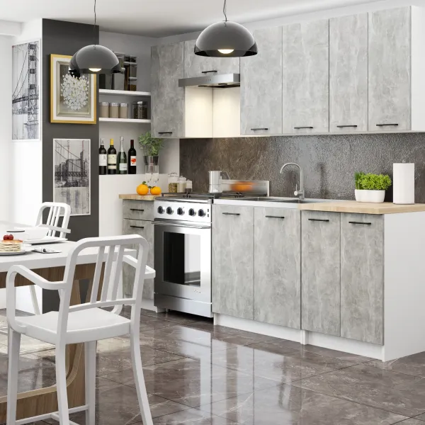 Ak furniture Závesná kuchynská skrinka OLIVIE 60x72 cm matná biela/betón