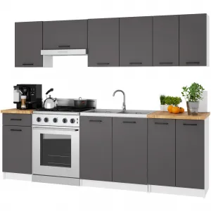 Ak furniture Kuchyňská skříňka OLIVIE 60x85 cm matná bílá/matná grafitově šedá/dub přírodní