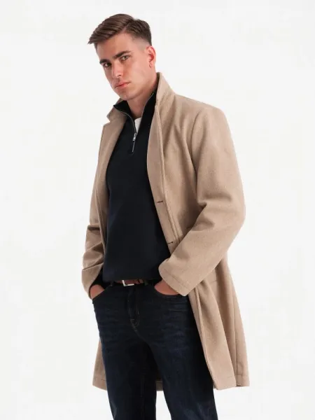 Elegantný kabát pre pánov béžový