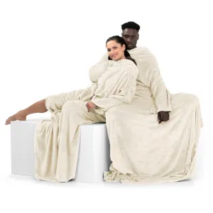 Deka s rukávmi DecoKing Lazy krémová, veľkosť 150x180